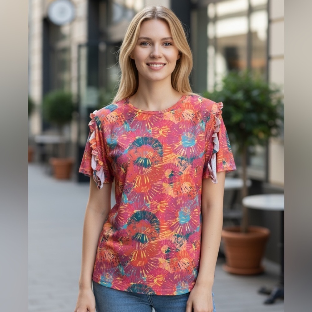 Nwt Lucky and Blessed blouse with cute sleeves. Check them out.